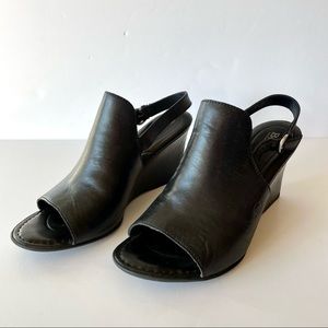 BORN Leather D93103 Sling Back Black Shoe Open Toe Adjustable Strap Size 9M 🌹